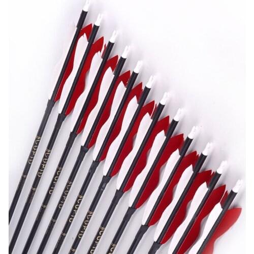 Go Out Hunting Traditional Recurve Bow Practice Arrow 7.6mm Real Feather Hybrid Carbon Arrow