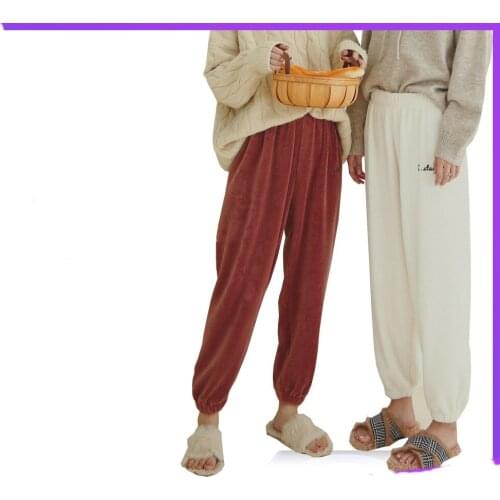 Warm Pants Homewear Clothes Loose Casual All-match Pajamas Womens Thick Trousers Bloomers Autumn and Winter Style