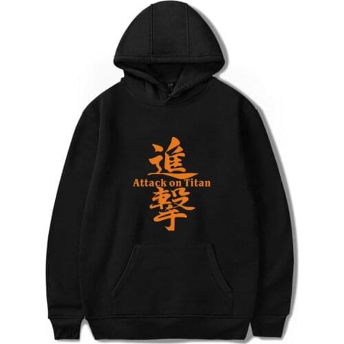Attack on Titan Hoodie Anime Sweatshirt Spring Autumn Pullover Men Casual Hoodie Black All-match Hooded Tops Plus size clothing