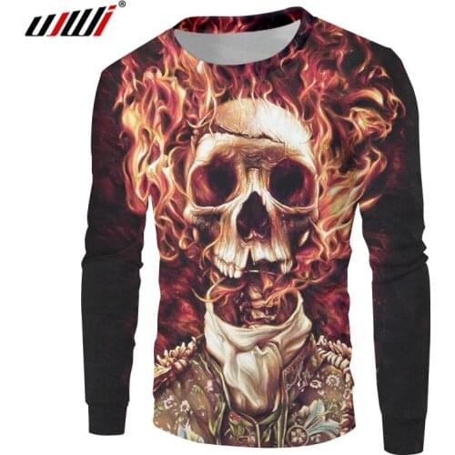 UJIW Autumn Thriller Halloween Flame Skull Men Sweatshirt 3D Print Men / Women Sweatshirt Harajuku Streetwear Jumpsuit Pullover