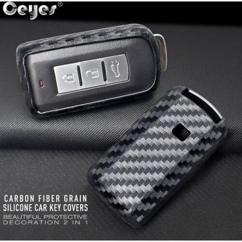 Ceyes Carbon Fiber Auto Smart Protection Remote Shell Car Styling Accessories Case For Mitsubishi Outlander Lancer Sticker Cover