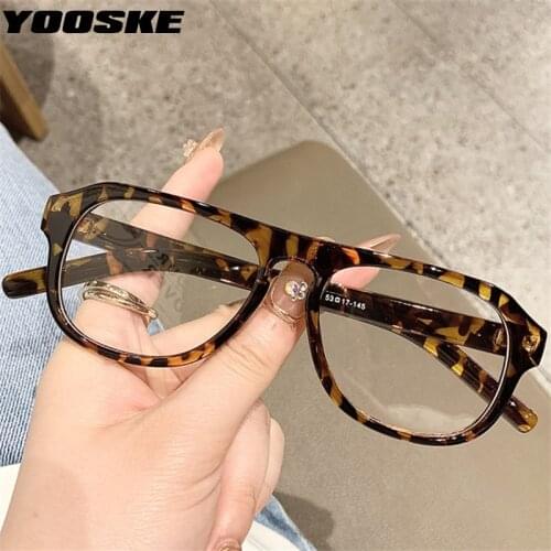 YOOSKE Vintage Leopard Eyeglasses Frame Women Anti Blue light Glases Frame Men Optical Computer Prescription Eyewear Decorative