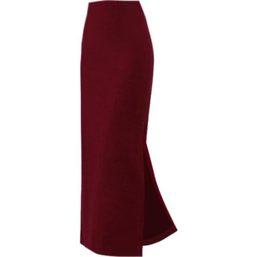 Plus size 5XL!New Arrivals Winter Thick Wool Long Skirts For Women High Waist Casual Split Woolen Slim Pencil Skirt