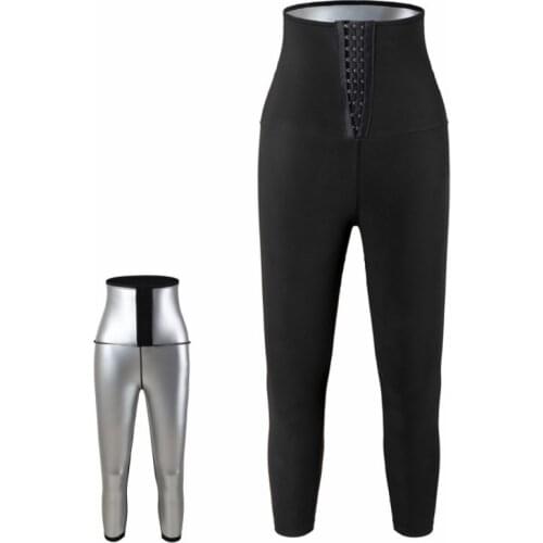 Ladies' Abdomen Control Hip-Lifting Sweat Sauna Pants High Waist Burning Fat Fitness Breasted Nine-Point Pants