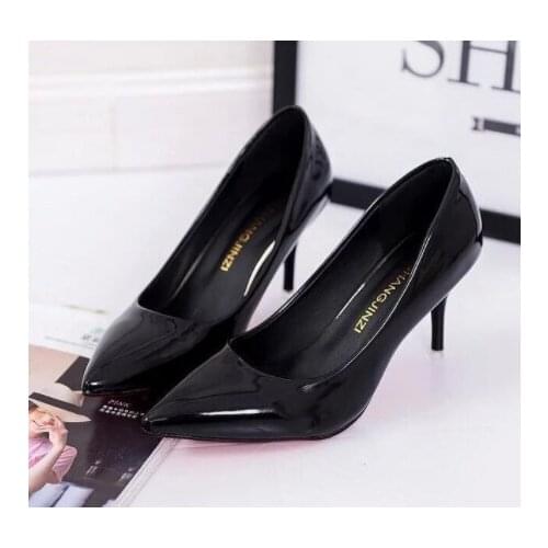 Hot Selling Women Shoes Pointed Toe Pumps Patent Leather Dress Red 8CM High Heels Boat Shoes Shadow Wedding Shoes Zapatos Mujer