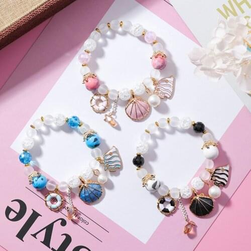 YADA Fashion Ocean wind ceramics shell Bracelets&Bangles For Women beads Bracelets Crystal Jewelry Bracelet Dropship BT200356