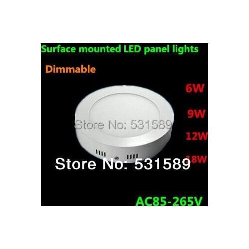 10pcs Dimmable/NO Dimmable Led Panel Light 6W 12W 18W surface mounted light high lumens downlight round