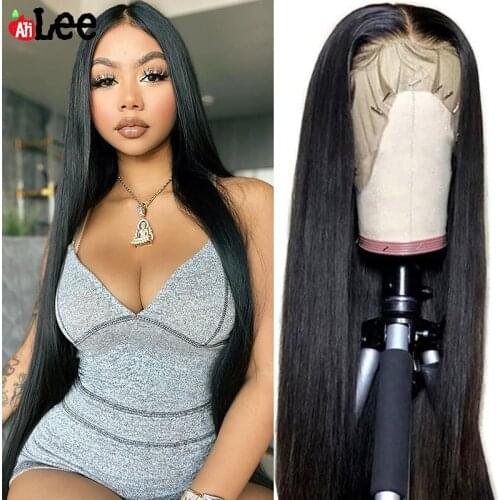 250 Density 30 Inch Lace Front Human Hair Wigs For Black Women Pre Plucked Peruvian Remy Straight Human Hair Lace Frontal Wig