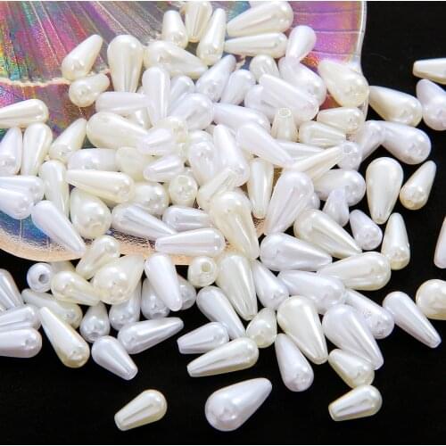 50-100pcs Ivory White Imitation Pearl Beads Tear Drop ABS Plastic Loose Spacer Beads for Jewelry Making DIY Bracelet Earring