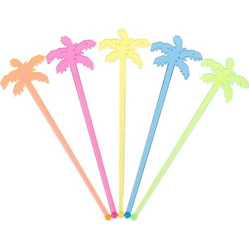 50pcs Tree Cocktail Swizzle Sticks Drink Stirrer Coffee Muddler Puddler HOT SALE Plastic Night-club Drink/wine Decor Coconut