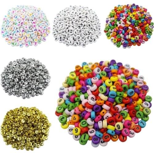 100 Pcs/Lot 7mm Acrylic Mixed Numbe DIY Loose Beads Spacer Beads For Necklace Bracelet Jewelry Accessories High Quality Fashion