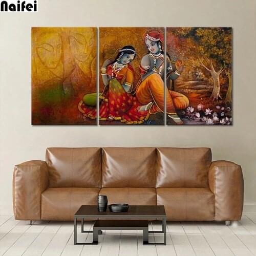 Diamond painting Radha Krishna diamond painting new full square Diamond Embroidery Goddess of Love 3 piece set