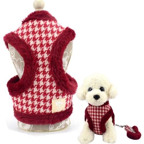 Plus velvet Dog Harness and Breathable Puppy Pet Vest Jacket Walking Harnesses Leash Set For Small Dogs Bulldog Pug Chihuahua