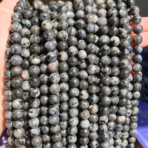 Natural Labradorite Larvikite Stone Beads Black Round Loose Beads For Jewelry DIY Making Bracelet Necklace 15" 4/6/8/10/12mm