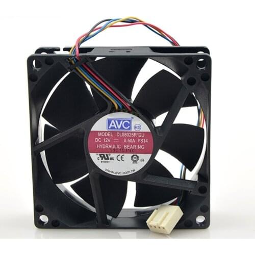 DL08025R12U 8025 80mm x 80mm x 25mm DC 12V 0.50A 2Wire 2Pin Hydraulic Bearing Cooling Fan