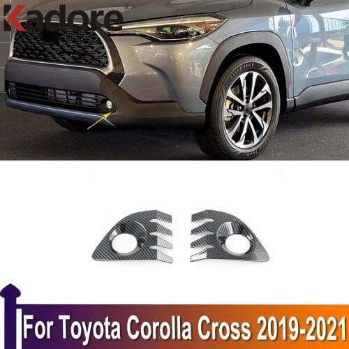 For toyota corolla cross 2019 2020 2021 Carbon Fiber Head Front Foglight Fog Light Cover Trim Car Protect Exterior Accessories