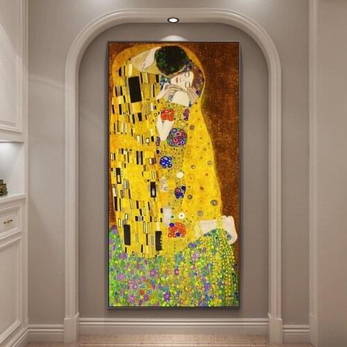 Gustav Klimt The Kiss Classical Oil Paintings Print on Canvas Art Posters And Prints Klimt Famous Art Canvas Pictures Home Decor