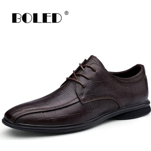 Natural Leather Men Dress Shoes Plus Size Quality Business Men Shoes Flats Office Wedding Oxford Shoes Men