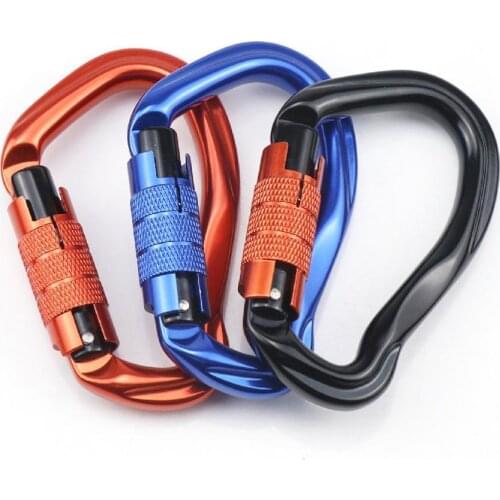 Carabiner Waterproof Auto Locking Pear-shaped 7075 Aluminum Alloy Mountaineering Hook for Rock Climbing