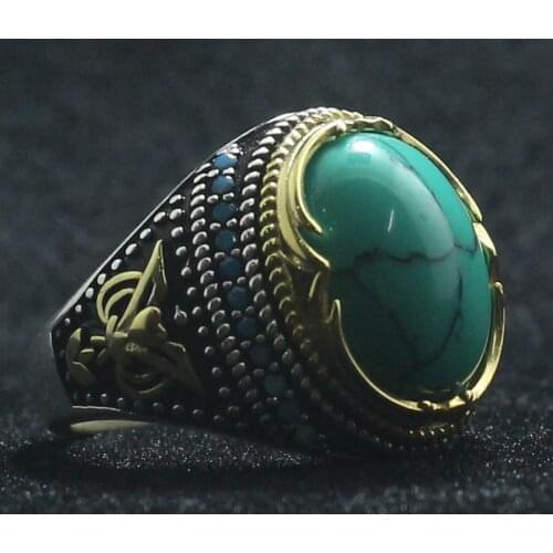 Cool 925 Silver Vintage Green Stone Newest Ring