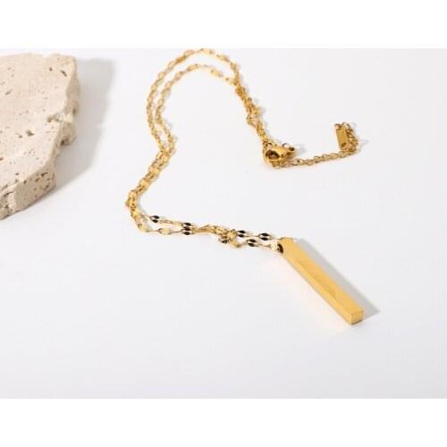Minar Trendy White Colour Natural Shell Cuboid Pendant Necklace for Women Girls Stainless Steel Gold Color Necklace Accessories
