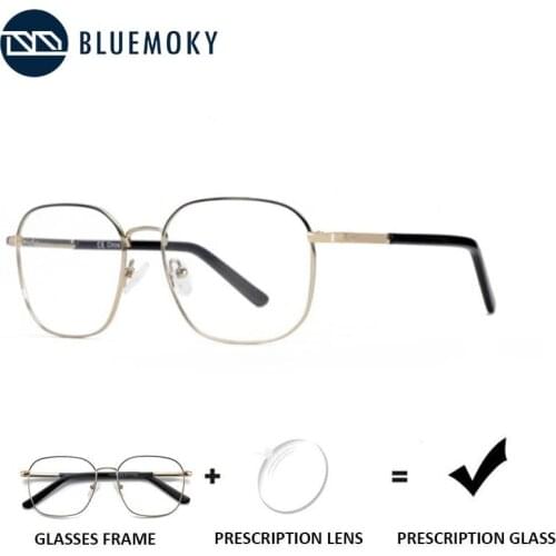BLUEMOKY Metal Prescription Glasses Men Square Photochromic Anti Blue Light Progressive Eyewear Optical Myopia Spectacles Frames