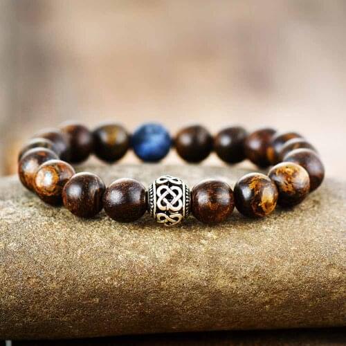 Men Punk Bracelet 10mm Bronzite Stone Tibetan Beads Women Stretchy Bracelets Yoga Mala Elastic Charm Bracelets Jewelry