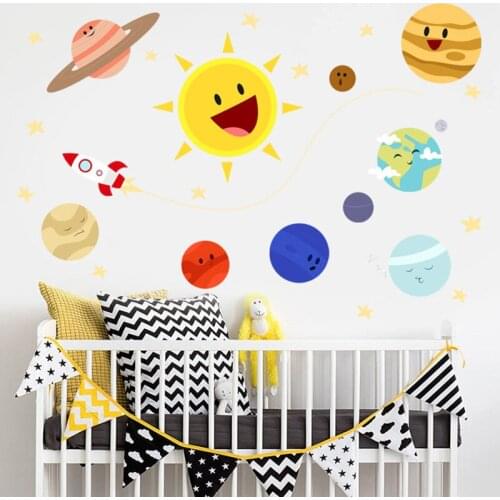 Solar System Planet Wall Stickers For Bedroom Living Room Dining Room Outer Space Wall Decals Children Room Nursery Home Decor