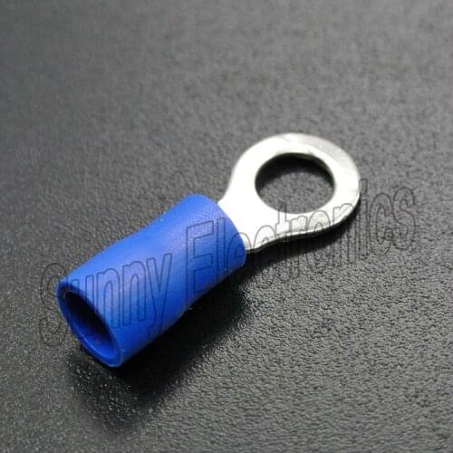 Wholesal 1000 pcs 16-14 gauge Vinyl Blue Ring Terminal 1/4" RV2-6 Connector