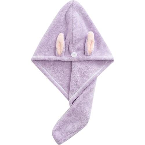 Towels Bathroom Microfiber Solid Quickly Dry Hair Hat Home Textile Towel Cute Cartoon Embroidery Hair Towel