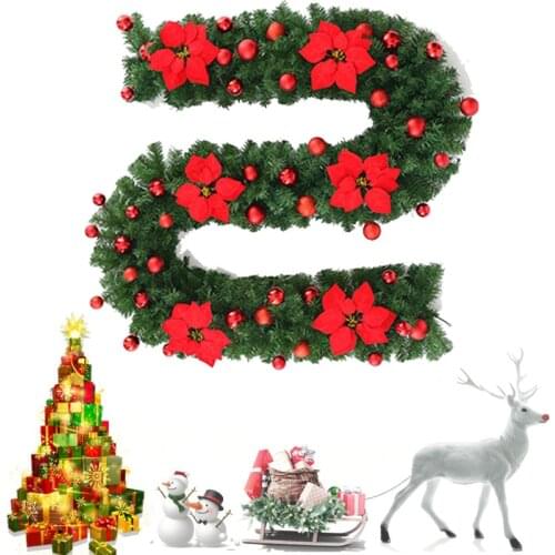 2.7 M Christmas LED Rattan Garland Decorative Green Christmas Garland Artificial Xmas Tree Rattan Banner Decoration