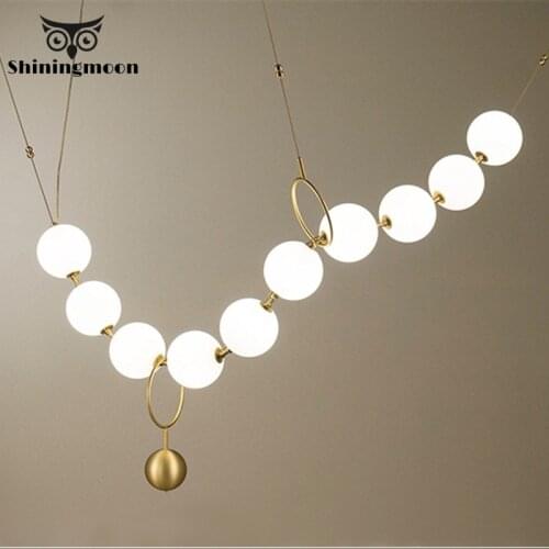 Nordic Led Glass Ball Necklace Ceiling Chandelier Post-modern Pellet Chandelier Lighting Bedroom Living Room Decor Hanging Lamp