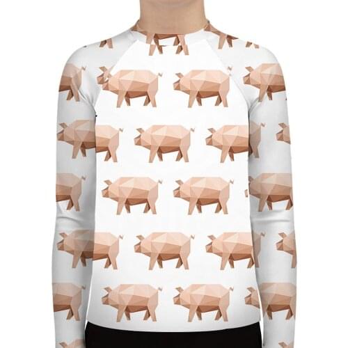 Youth Geometric animal pattern Stylish Breathable Long Sleeve Workout Rash Guards