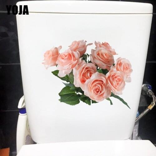 YOJA 21.7X16.6CM Champagne Rose Living Room Wall Sticker House Decoration WC Toilet Decal T1-1888