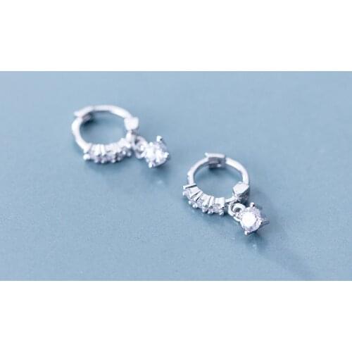 MloveAcc Women Fashion 100% 925 Solid Sterling Silver Small CZ Hoop Earrings for Girls Sterling-silver-jewelry