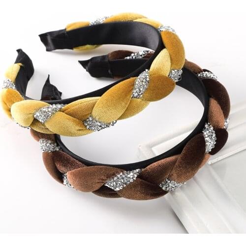 Haimeikang Rhinestone Cotton Headbands Hair Band For Women Braided Fashion Bezel Hair Hoop New Autumn Winter Hair Accessories