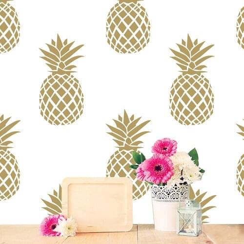 Gold Pineapple Self Adhesive Wallpaper Creative Fashion Fruit Waterproof Pvc Flat Wall Sticker For Furniture Bedroom Desktrop