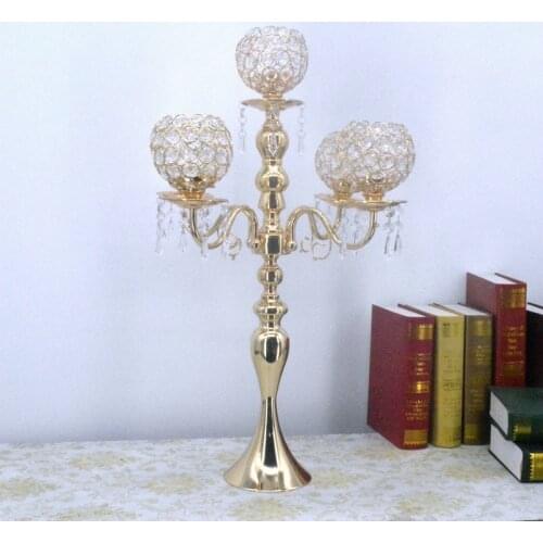 Gold 5-Arms Metal Candle Holders Home Decor Candlestick Wedding Decoration Candle Stand Marriage Candelabra