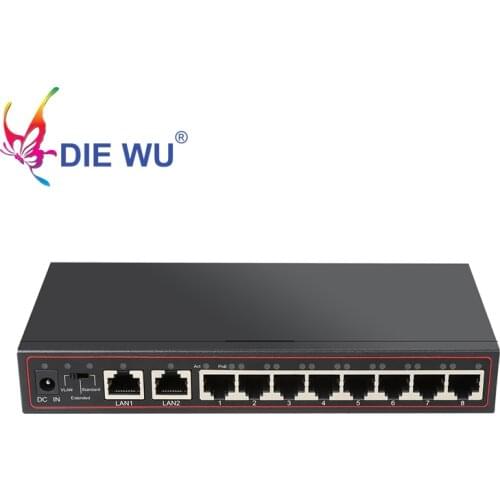 10 Ports POE Switch 52V Ethernet Network Switch 8 PoE Switch Injector for IP camera/Wireless AP/CCTV Camera System