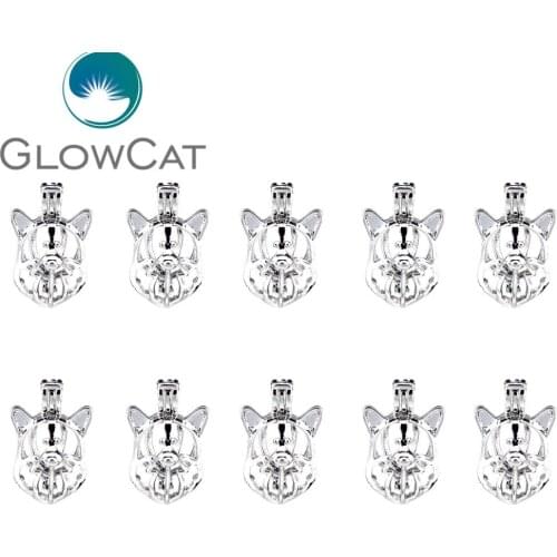 10pcs K524 Cute Bear Big Ear Pearl Cage Locket Jewelry Making Essential Oil Diffuser Beads Cage Pendant Kids Girl Best Gift