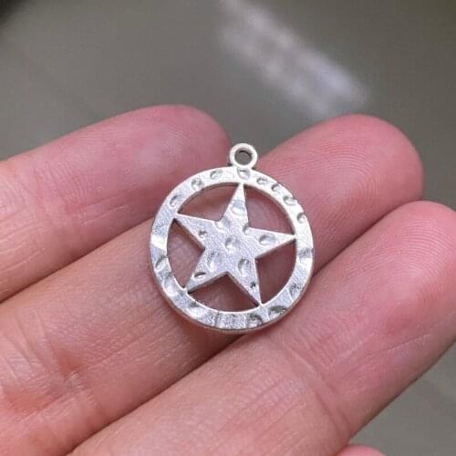 10pcs/lot Jewelry Making DIY Handmade Craft Charms Antique Silver Color 20x18mm Pentagram Witchcraft Symbol Pendant