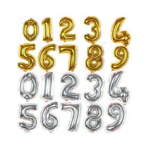 16 inch Number Balloon Blue Black Red Gold Silve Number Foil Balloons Baby Shower Happy Birthday Party Wedding Balloons