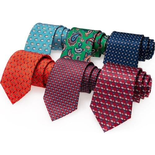 2021 new mens fashion print tie Hand-made 8cm silk necktie Paisley floral geometric Neck Tie for business party wedding gift