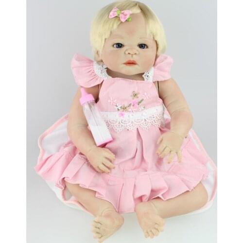 22 inch Reborn Baby Doll Vinyl Silicone Babies Doll Lifelike Toys Girl for Children Gift Full Body Silicone Reborn Dolls