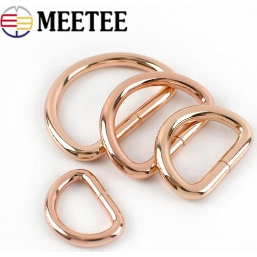 5/10pcs Rosegold 13/15/20/25/32mm Metal D Dee Ring Belt Buckles for Bag Webbing Straps Clasp Handbag DIY Leather Accessories