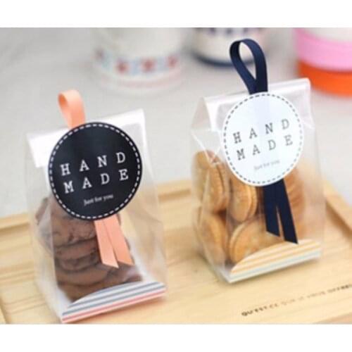 50Pcs Birthday Party Translucent frosted cookies bags, biscuits bags gift bags, Make Long bags with bottom paper jam 23*8.5*6cm