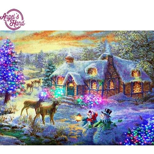 5D Diy Diamond Painting Cross Stitch Full square Diamond Embroidery Mosaic Landscape Winter Scenery Pattern Christmas