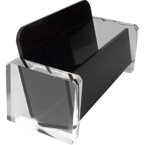 Acrylic Desktop Business Card Holder Display for Desk Elegant Business Card Stand for Office Black