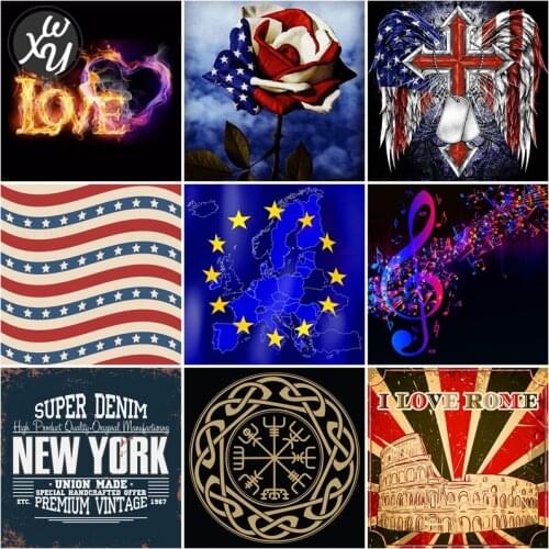 Diamond Painting American Flag New York Diamond Art Mosaic Art Diy Diamond Paintings Full Square Drill Mosaic Art for Home Decor