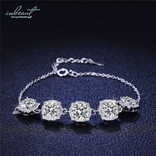Inbeaut 925 Silver Pass Diamond Test Past 5 ct Excellent Cut D Color Moissanite Wedding Bracelet for Teen Girls Classic Jewelry